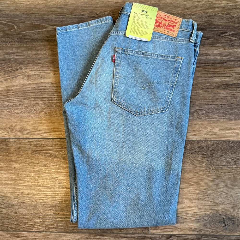 Levi's 512 Slim Taper Comfort Stretch Blue Mens Denim Jeans W36 x L34 NEW NWT